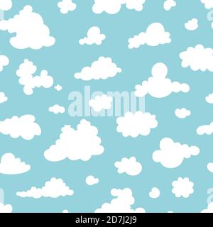 Seamless pattern of clouds on the blue sky. Pattern. Vector illustration Stock Vector