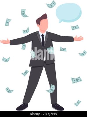 Male millionaire flat color vector faceless character Stock Vector