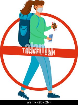 Travel ban flat color vector faceless character Stock Vector
