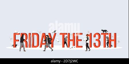 Friday the 13th word concepts flat color vector banner Stock Vector