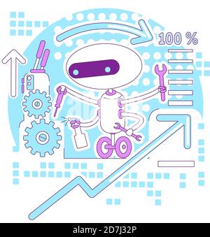 Monitoring bot thin line concept vector illustration Stock Vector