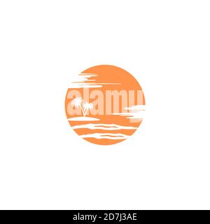 Beautiful landscape logo illustration vector logo design. Stock Vector