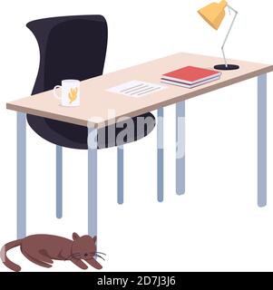 Student workspace cartoon vector illustration Stock Vector