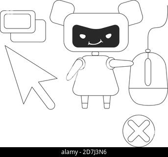 Click bot thin line concept vector illustration Stock Vector
