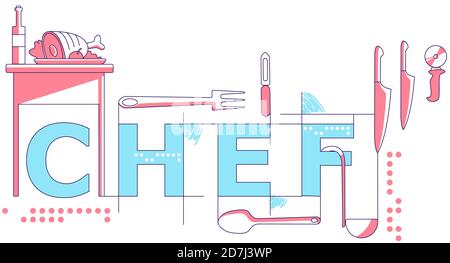 Chef word concepts word concepts thin line vector banner Stock Vector