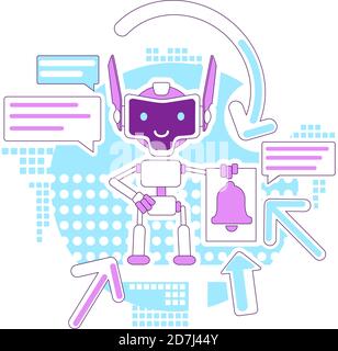 Notification bot thin line concept vector illustration Stock Vector