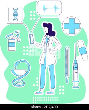 Doctor thin line concept vector illustration Stock Vector