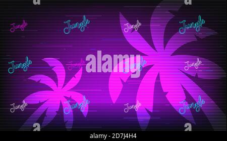 Palm trees retro futuristic style vector background Stock Vector