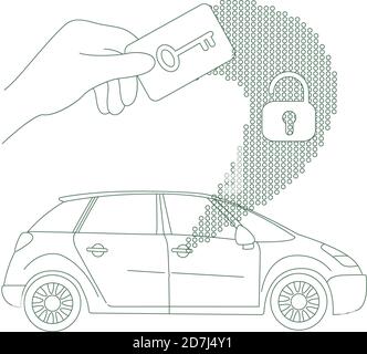 Car access, keyless lock thin line concept vector illustration Stock Vector