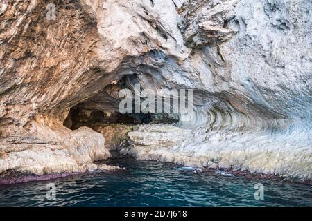 White Grotto or Cave on Capri Island, called Grotta Bianca, a Sea Cave in Southern Italy Stock Photo