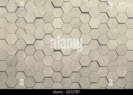 Geometric hexagons. Abstract silver metal background. Toning Stock Photo