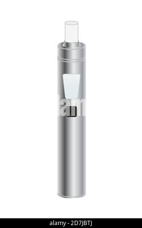Silver Electronic Cigarette. Vaporizer e-cigarette device. Vector illustration. Stock Vector