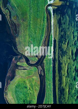 Aerial view of Novgorod Bay and coastline of Krabbe Peninsula Stock Photo