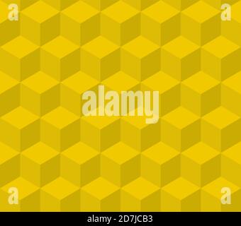 Isometric yellow square seamless pattern. Pattern included in swatch. Vector illustration. Stock Vector