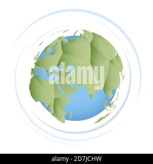 Green polygonal earth, vector icon of planet earth. Stock Vector