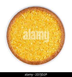 Homemade Apple Lemon Pie. Top view. Isolated on white background. Stock Photo