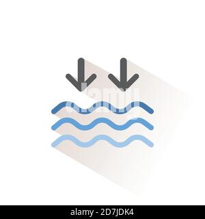 Low tide. Waves on the sea. Isolated icon. Weather glyph vector illustration Stock Vector