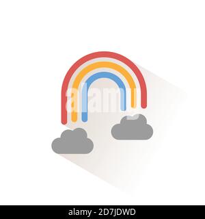 Rainbow and clouds. Isolated color icon. Weather glyph vector illustration Stock Vector