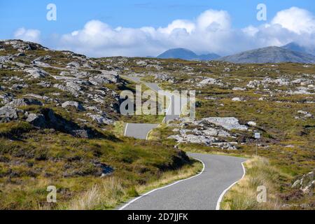 UK, Scotland, Golden Road stretching along southeast coast of Isle of Harris Stock Photo