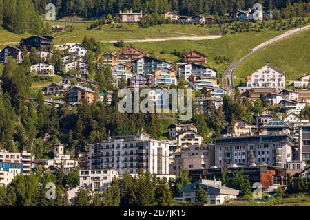 Switzerland, Canton of Grisons, Saint Moritz, Resort town in Engadine valley Stock Photo