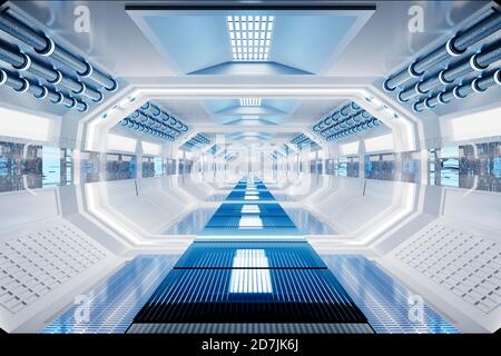3D rendering interior of space station Stock Photo