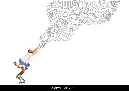 Mentoring concept. Coaching Banner. Teamwork and Training. Corporate Education. Inspirational Courses. Vector illustration Stock Vector