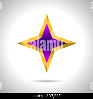 illustration of a purple gold star on steel background. vector file New year Christmas Stock Vector