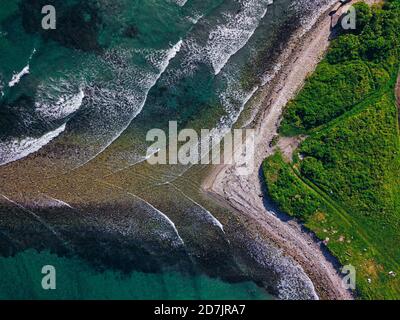 Aerial view of coastline of Krabbe Peninsula Stock Photo