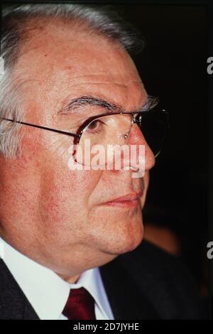 Portrait of French former Prime minister Pierre Mauroy, Lyon, France, 90ies Stock Photo