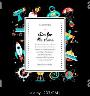 Aim for the stars - colorful flat design style web banner Stock Vector