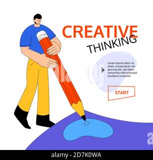 Creative thinking - modern colorful flat design style web banner Stock Vector
