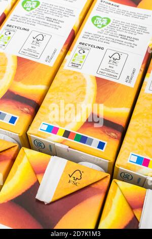 Colour registration strip on ASDA food packaging. For CMYK process colours, spot colours, printing registration, colours in industry, printing. Stock Photo