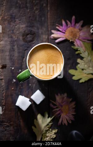 Coffee time.Aromatic espresso.Healthy food and drink.Sweet drink. Stock Photo