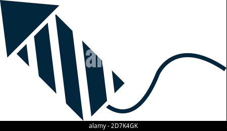 striped rocket fireworks celebration fetive silhouette icon vector illustration Stock Vector