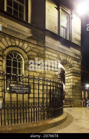 Sign for the Supreme Courts, Parliament Square, Edinburgh, Scotland. Stock Photo