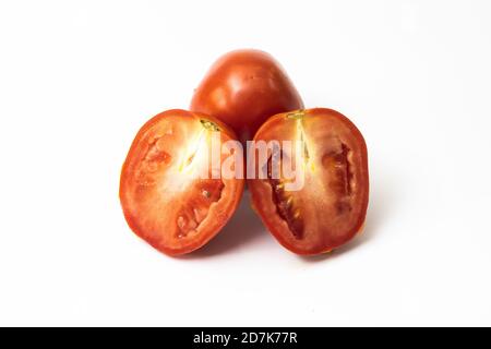 Sliced fresh tomato on white background Stock Photo