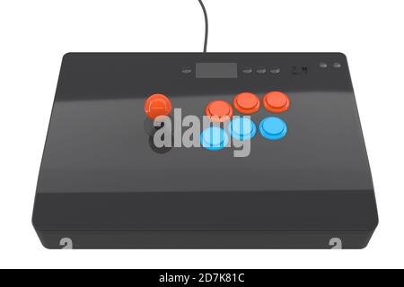 Vintage arcade stick with joystick and tournament-grade buttons Stock Photo