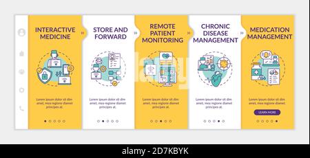 Telemedicine services types onboarding vector template Stock Vector