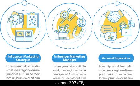Influencer marketing career vector infographic template Stock Vector