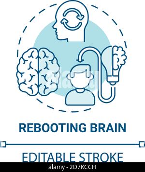 Rebooting brain concept icon Stock Vector