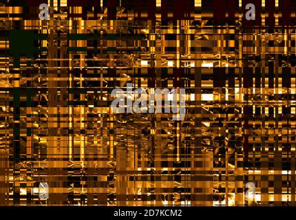 Abstract illustration of intersecting squares in gold tones. Stock Photo