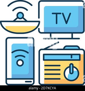 Mass media RGB color icon Stock Vector