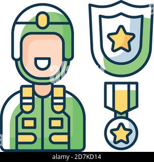 Defence industry RGB color icon Stock Vector