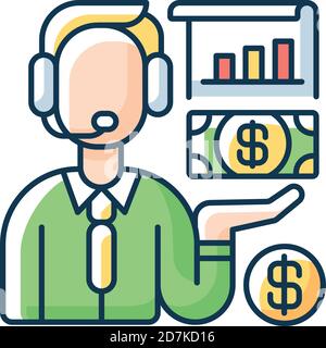 Financial activities RGB color icon Stock Vector