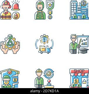 Key services RGB color icons set Stock Vector