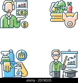 Basic public needs RGB color icons set Stock Vector
