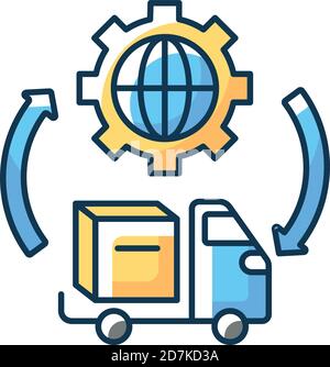 Transportation and logistics RGB color icon Stock Vector