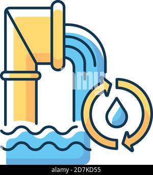 Water and wastewater RGB color icon Stock Vector