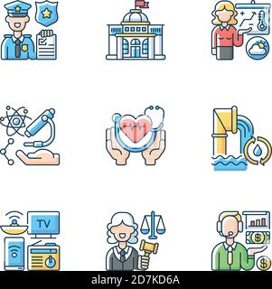 Routine services RGB color icons set Stock Vector
