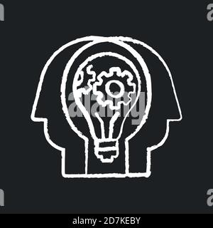 Creative collaboration chalk white icon on black background Stock Vector